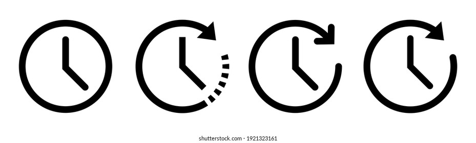 Clock with arrow circle. Time icon symbol isolated on white background. Vector illustration design.