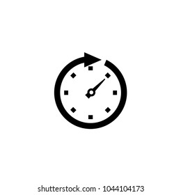 Clock Arrow. Flat Vector Icon. Simple black symbol on white background