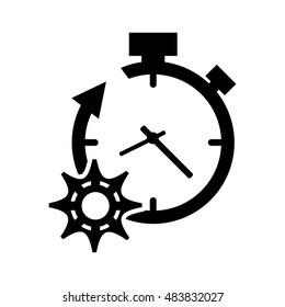 clock with arrow and gear  icon