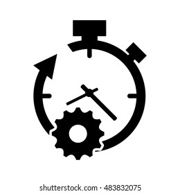clock with arrow and gear  icon