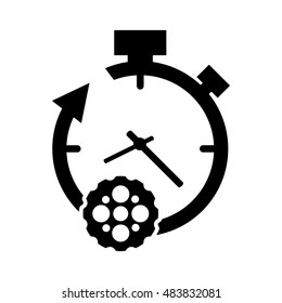 clock with arrow and gear  icon