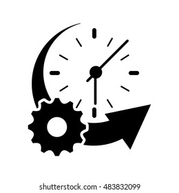 clock with arrow and gear icon
