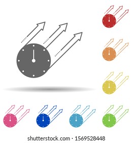 Clock, arrow, growth in multi color style icon. Simple glyph, flat vector of business icons for ui and ux, website or mobile application