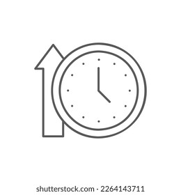 Mit Pfeil nach oben Uhren, Linealsymbol verbessern. Design des Zeitmanagementsymbols.