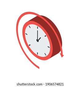 Clock with arrow isometric design, Time tool watch second deadline measure countdown and object theme Vector illustration