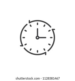 Clock with Arrow outline icon. linear style sign for mobile concept and web design. Deadline time simple line vector icon. Symbol, logo illustration. Pixel perfect vector graphics