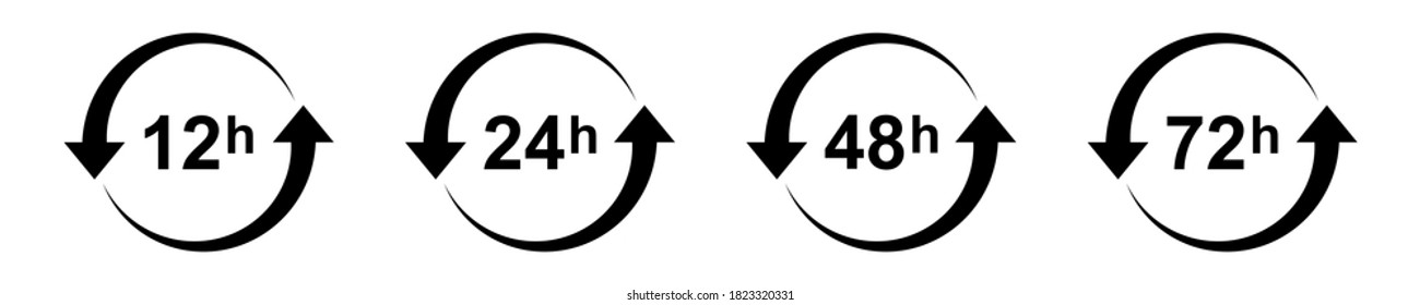 Clock with arrow vector icons set. Work time and delivery service time icons. Time symbol. Passage of time vector illustration.