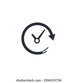  Clock Arrows And Movement. Rapid Response,  Quick Fast Reaction. Vector Linear Icon Isolated On White Background.
