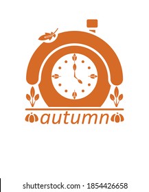 Clock with arrows. Silhouette of a house-clock with additional elements. Close-up. Monochrome image on a white background. Design element for calendars. There is room for text. Vector illustration.