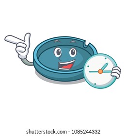 With clock ashtray character cartoon style