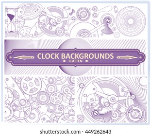 Clock backgrounds. Vector illustration.