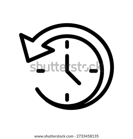 Clock with backward arrow outline icon vector design good for web or mobile app