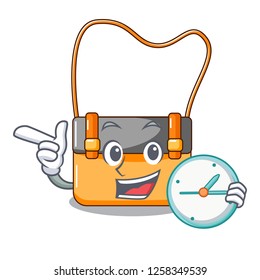 With clock bag messenger businessman the leather character