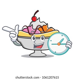 Clock banana split character cartoon