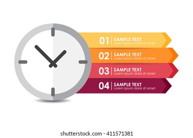 Gráfico de información de banner de reloj. Concepto de tiempo. Ilustración del vector