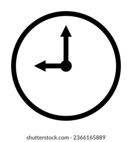 Clock - Basic and Simple Front Time Clock Black Icon and Symbol for Website and Application

