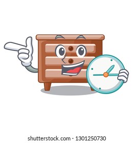 With clock bedside table is isolated the mascot