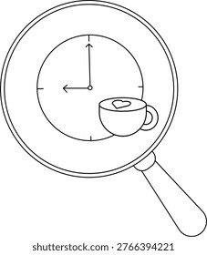 Clock behind magnifying glass