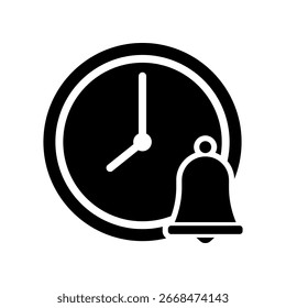 Ícone de Relógio e Campainha que Representa a Ilustração da Função de Horário e Lembrete