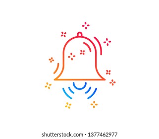 Clock bell line icon. Alarm sign. Gradient design elements. Linear clock bell icon. Random shapes. Vector