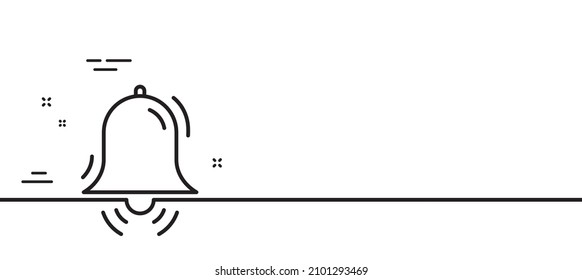 Icono de la línea de campana de reloj. Signo de alarma. Fondo mínimo de la ilustración de línea. Banner de patrón de icono de línea de campana de reloj. Concepto de plantilla web blanca. Vector
