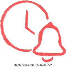 Relógio Bell Anel Ícone giz giz de cera Desenho Doodle Vetor