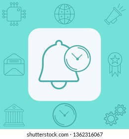 Clock and bell vector icon sign symbol