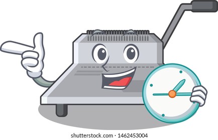 With clock binding machine in the cartoon shape