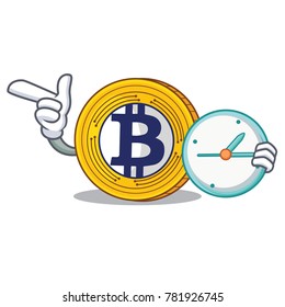 With clock Bitcoin Gold character cartoon