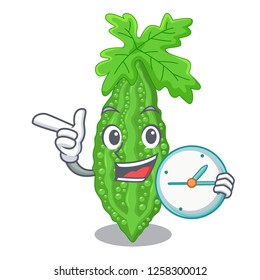 With clock bitter melon gourd on shape cartoon