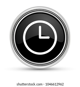 clock black button with silver frame