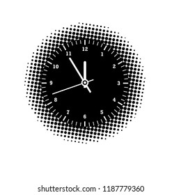 clock and black halftone circle