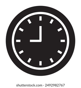 Clock black icon. vector illustration.