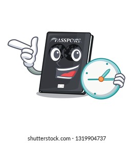 With clock black passport in the shape character