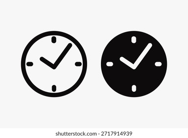 Diseño de icono de Vector negro de reloj. Conjunto de iconos de reloj de temporizadores. Cuenta regresiva de símbolos de cronómetro, iconos de UI UX lineales y sólidos configurados para Sitio web. Símbolo de tiempo y diseño de arte de Clip
