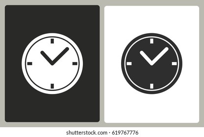 Clock - black and white icons. Vector illustration.