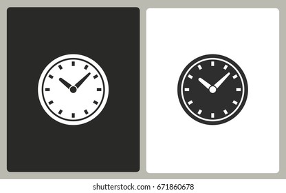 Clock - black and white icons. Vector illustration.