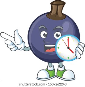 With clock blackcurrant fruit of cartoon character shape.