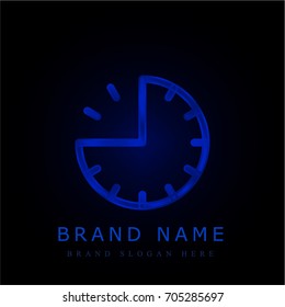 Clock blue chromium metallic logo