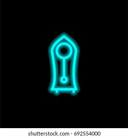 Clock blue glowing neon ui ux icon. Glowing sign logo vector