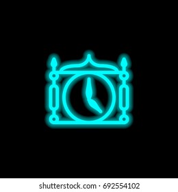 Clock blue glowing neon ui ux icon. Glowing sign logo vector