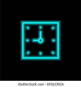 Clock blue glowing neon ui ux icon. Glowing sign logo vector