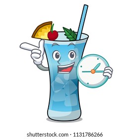 With clock blue hawaii character cartoon