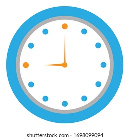 clock with a blue rim on a white background