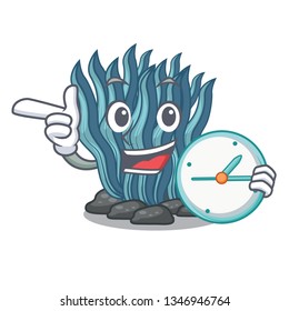 With clock blue seaweed isolated in the character