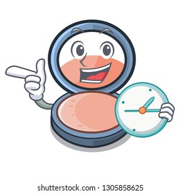 With clock blush on in the shape character