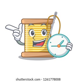 With clock bobbins with thread on spool character