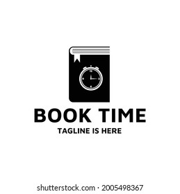 Clock with Book Combination Logo Design Icon Vector