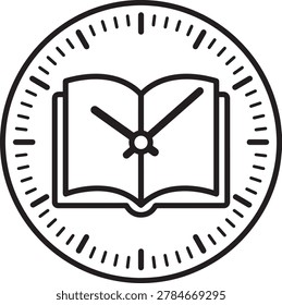Clock with book icon representing learning time management concept