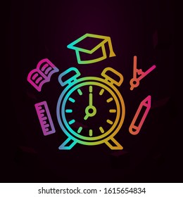 Clock book pen ruler nolan style icon. Simple thin line, outline vector of school icons for ui and ux, website or mobile application